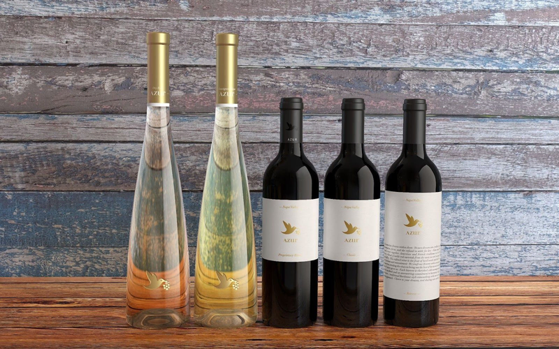 An assortment of Azur Wines bottles | Women Owned Wineries